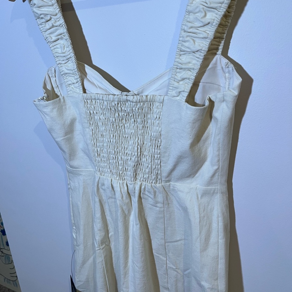 LuLus Amyra Cream Cap Sleeve Bustier Midi Wedding Bridal Dress NWT - Picture 8 of 13